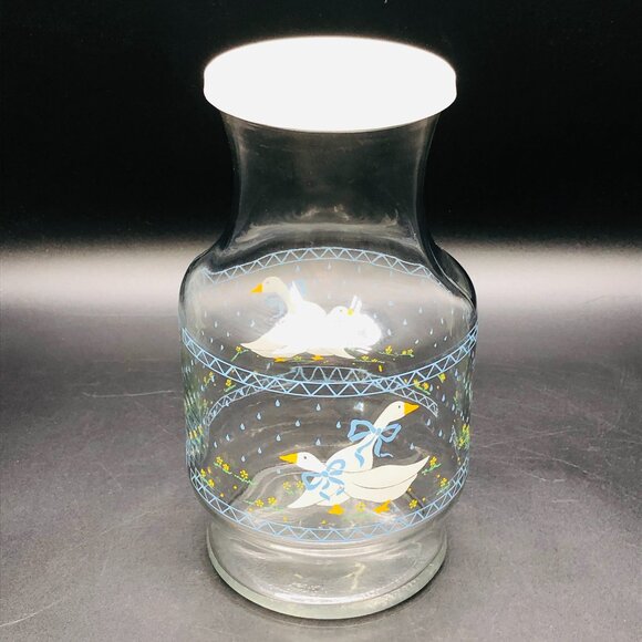Vintage 1987 Anchor Hocking Blue Ribbon Goose Carafe: Farmhouse Glass Jug - Picture 1 of 11
